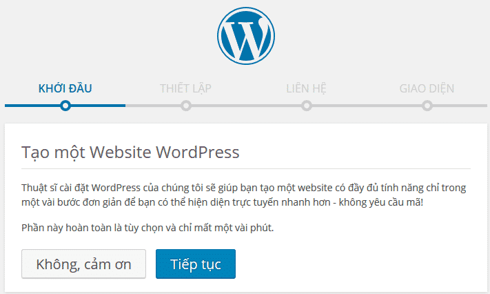 tao website wordpress cài đặt wordpress