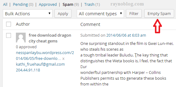 xoa comments spam trong wordpress