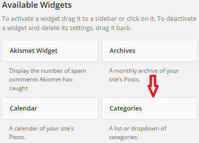 categories widget