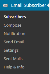 menu email subscribers